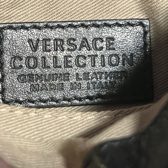 Versace Black Pebbled Leather Shoulder Bag OR Clutch with Gold Chain A BEAUTY - Picture 6 of 10